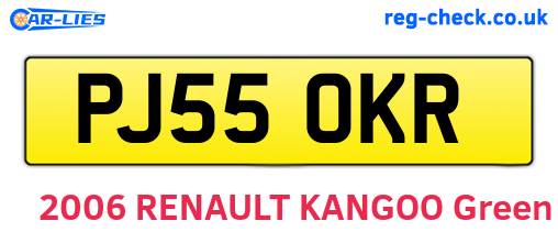 PJ55OKR are the vehicle registration plates.