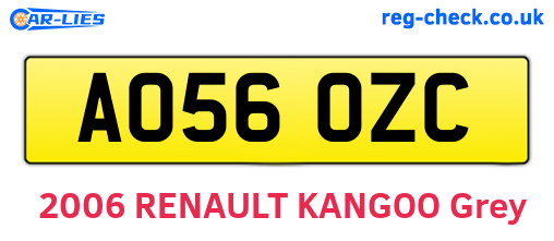 AO56OZC are the vehicle registration plates.
