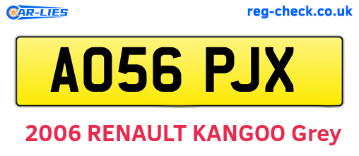 AO56PJX are the vehicle registration plates.