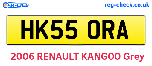 HK55ORA are the vehicle registration plates.