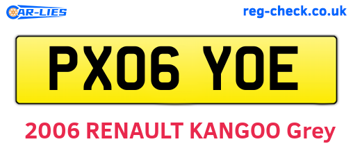 PX06YOE are the vehicle registration plates.