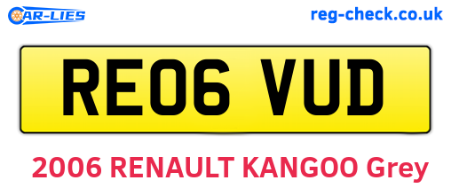 RE06VUD are the vehicle registration plates.