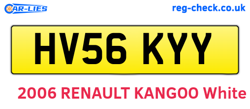 HV56KYY are the vehicle registration plates.