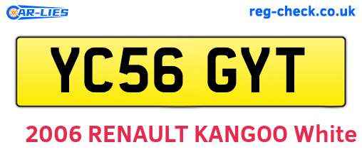 YC56GYT are the vehicle registration plates.