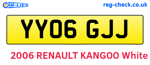 YY06GJJ are the vehicle registration plates.