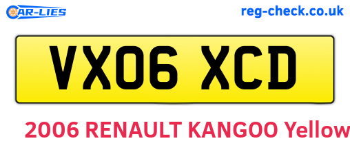 VX06XCD are the vehicle registration plates.