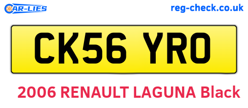 CK56YRO are the vehicle registration plates.