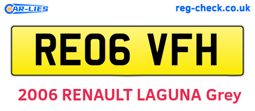 RE06VFH are the vehicle registration plates.