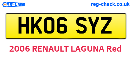HK06SYZ are the vehicle registration plates.
