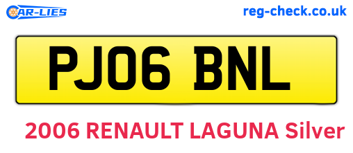 PJ06BNL are the vehicle registration plates.