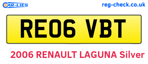 RE06VBT are the vehicle registration plates.
