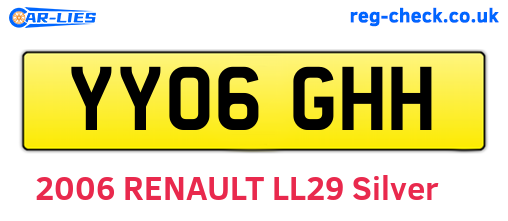 YY06GHH are the vehicle registration plates.