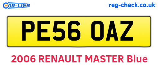 PE56OAZ are the vehicle registration plates.