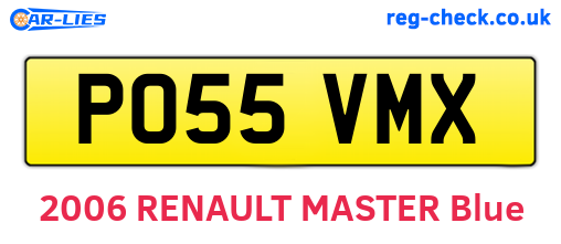 PO55VMX are the vehicle registration plates.