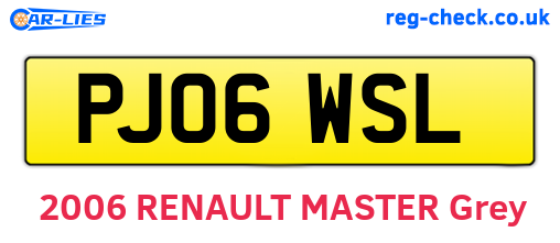 PJ06WSL are the vehicle registration plates.