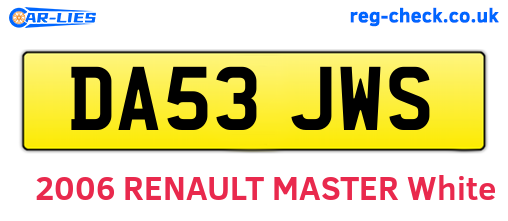 DA53JWS are the vehicle registration plates.