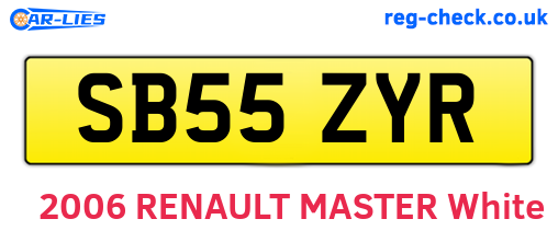 SB55ZYR are the vehicle registration plates.