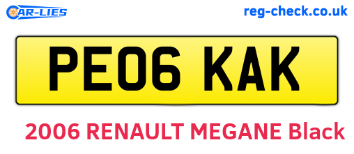 PE06KAK are the vehicle registration plates.
