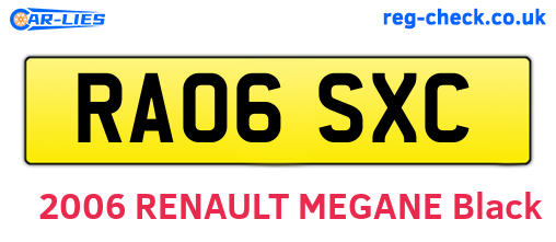 RA06SXC are the vehicle registration plates.