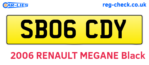 SB06CDY are the vehicle registration plates.