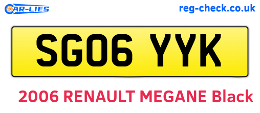 SG06YYK are the vehicle registration plates.