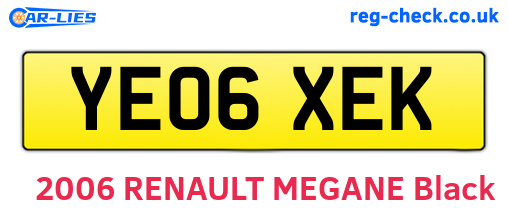 YE06XEK are the vehicle registration plates.