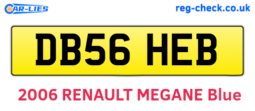 DB56HEB are the vehicle registration plates.