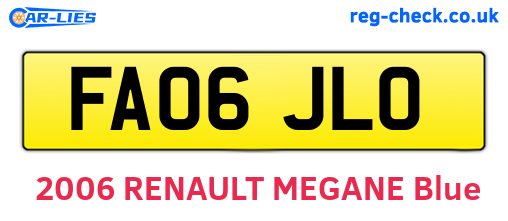 FA06JLO are the vehicle registration plates.