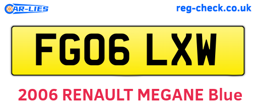 FG06LXW are the vehicle registration plates.
