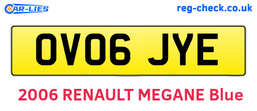 OV06JYE are the vehicle registration plates.
