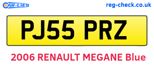 PJ55PRZ are the vehicle registration plates.