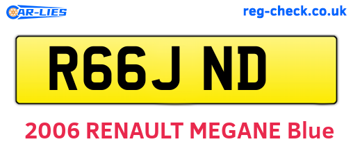 R66JND are the vehicle registration plates.