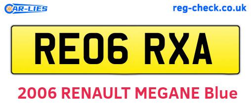 RE06RXA are the vehicle registration plates.