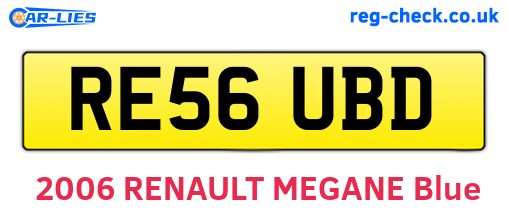 RE56UBD are the vehicle registration plates.
