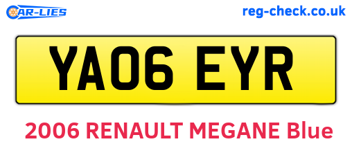 YA06EYR are the vehicle registration plates.