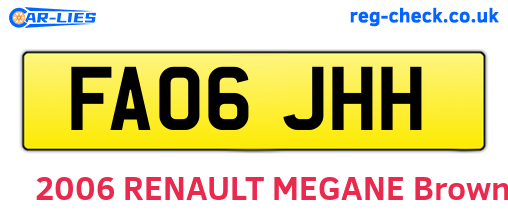 FA06JHH are the vehicle registration plates.