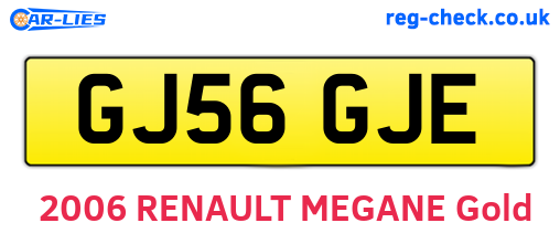 GJ56GJE are the vehicle registration plates.