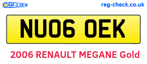 NU06OEK are the vehicle registration plates.