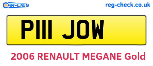 P111JOW are the vehicle registration plates.