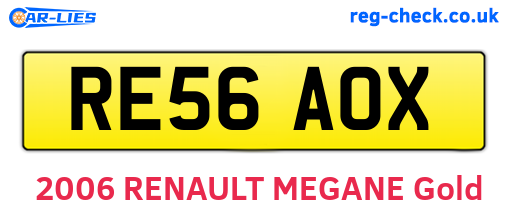 RE56AOX are the vehicle registration plates.
