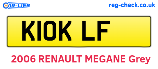 K10KLF are the vehicle registration plates.