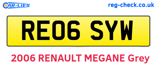RE06SYW are the vehicle registration plates.