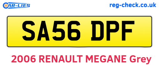 SA56DPF are the vehicle registration plates.
