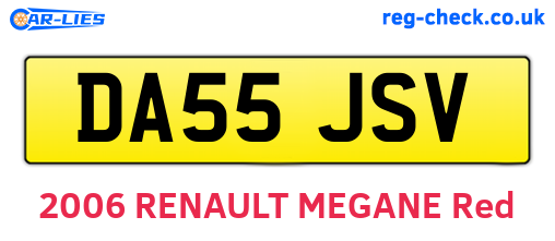 DA55JSV are the vehicle registration plates.