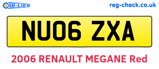 NU06ZXA are the vehicle registration plates.