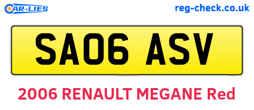 SA06ASV are the vehicle registration plates.