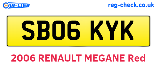 SB06KYK are the vehicle registration plates.