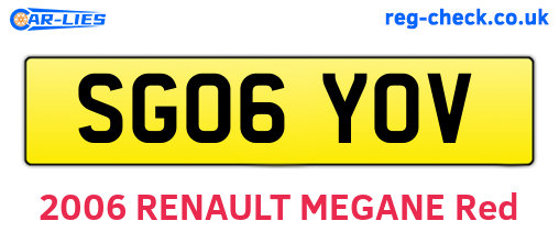 SG06YOV are the vehicle registration plates.
