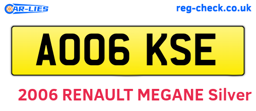 AO06KSE are the vehicle registration plates.