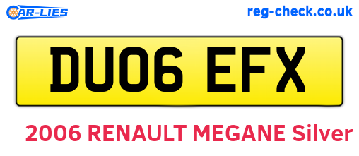 DU06EFX are the vehicle registration plates.